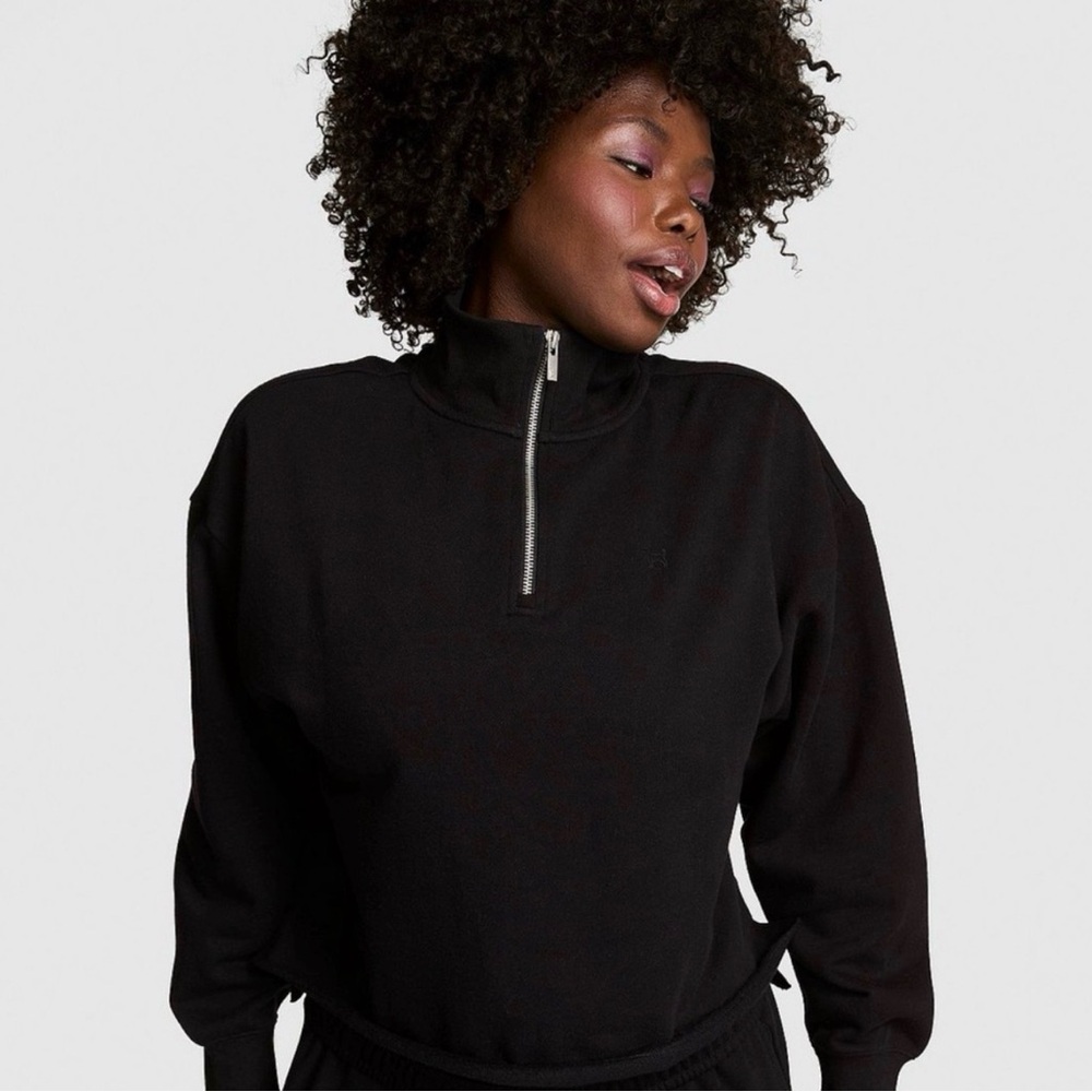 PINK Victoria’s Secret Black Quarter Zip  Sweatshirt Medium